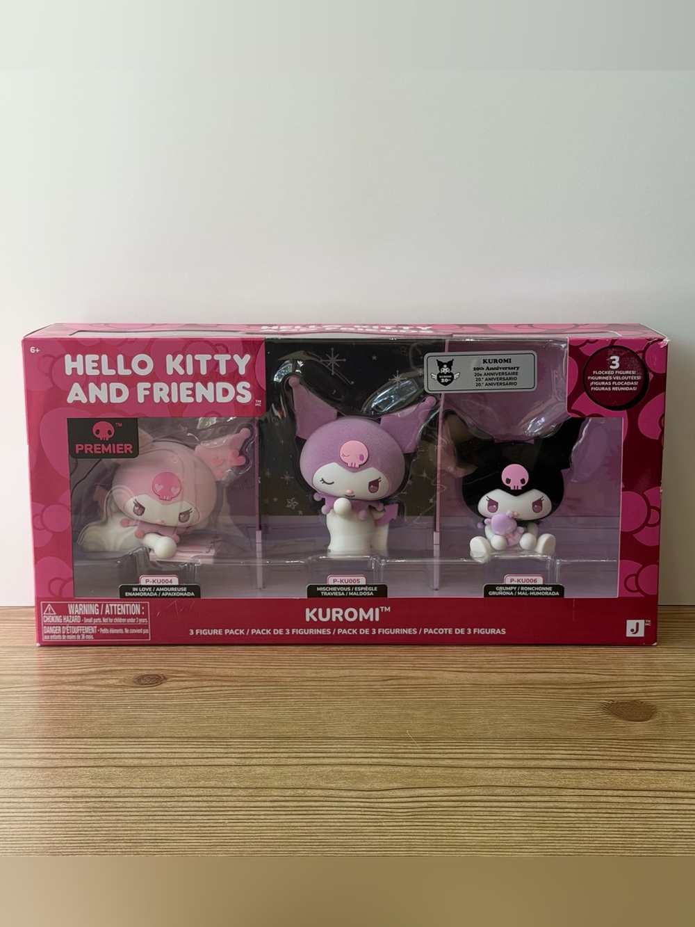 Hello Kitty And Friends Premier 4” Flocked Kuromi Figure 3 Pack 20th Anniversary